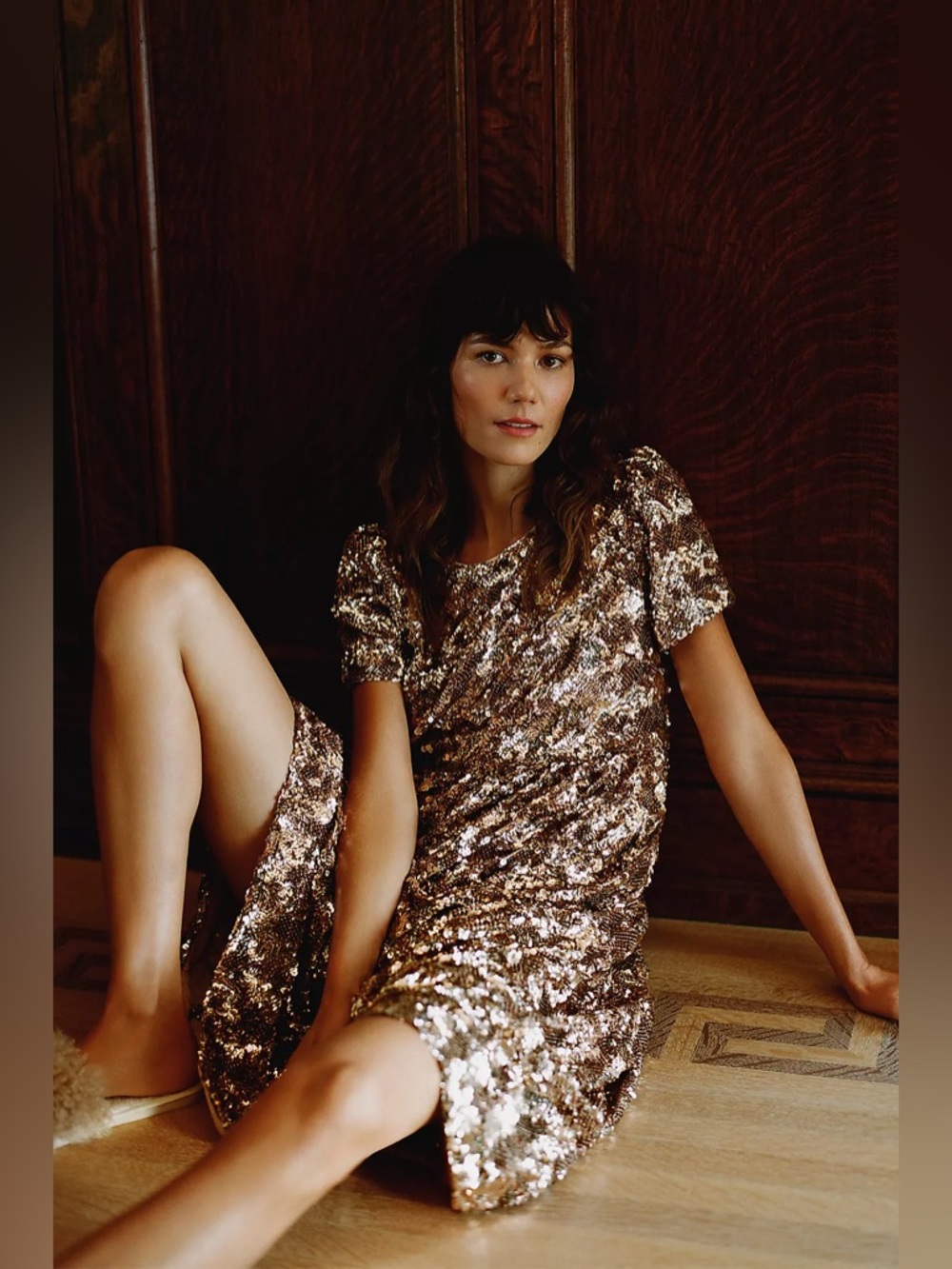 Maeve Bernadette Sequined Midi Dress Small